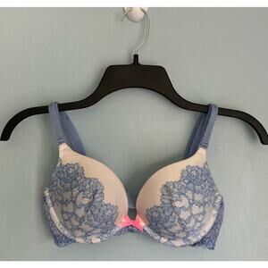 Victoria's Secret Push Up Bra Dream Angels 32C Blue and White